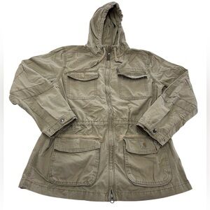 Carhartt Jacket Womens Medium Tan Hooded Utility Parka Pockets Outdoors Workwear